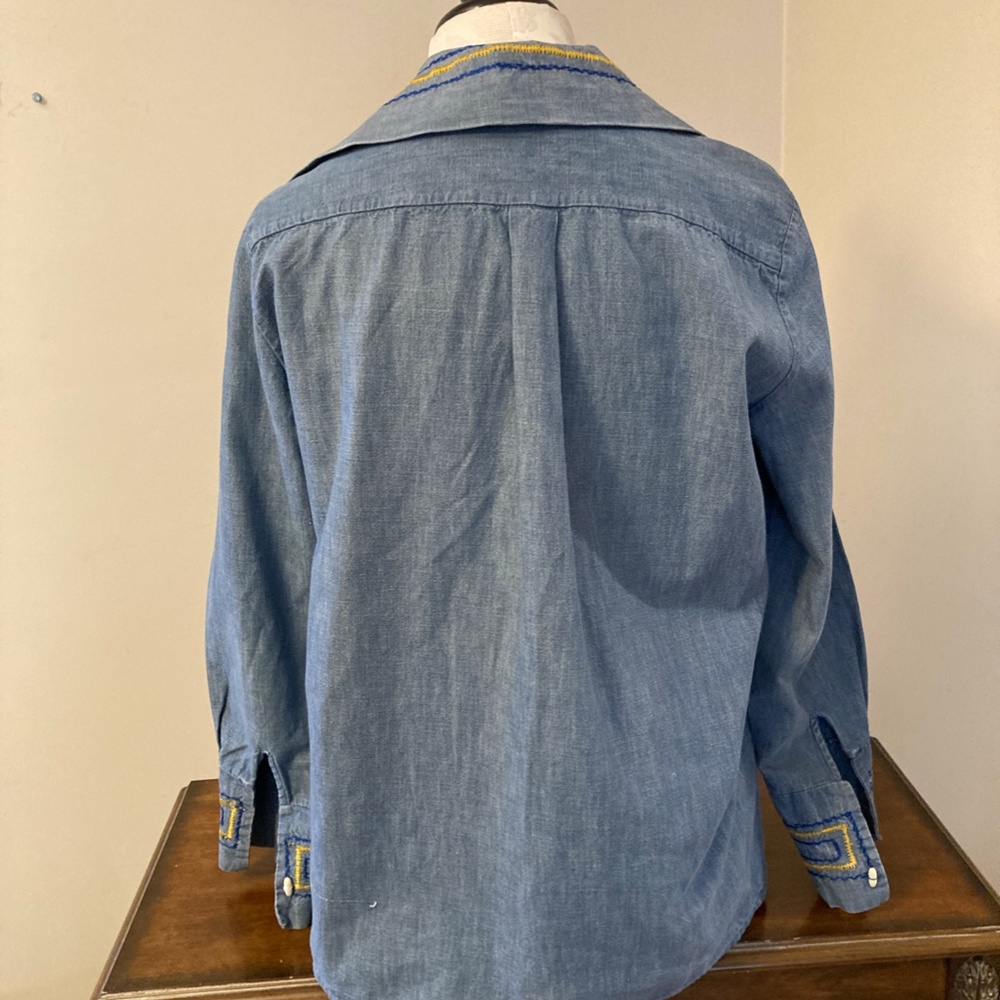 Embroidered denim button up vintage shirt from the 1960"s, size L. - Picture 9 of 9